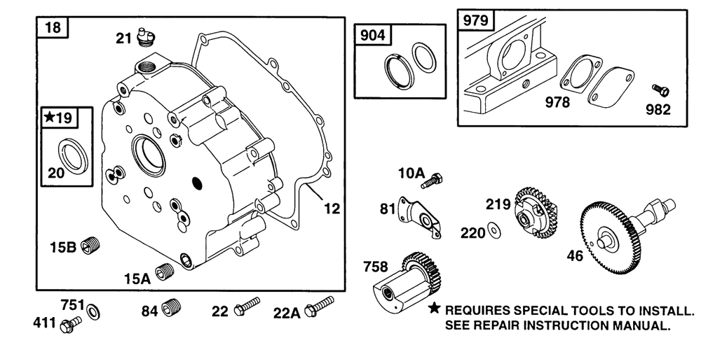 Crankcase Cover, Cam Diagram and Parts List for 252412-0728-XX  Briggs and Stratton Engine